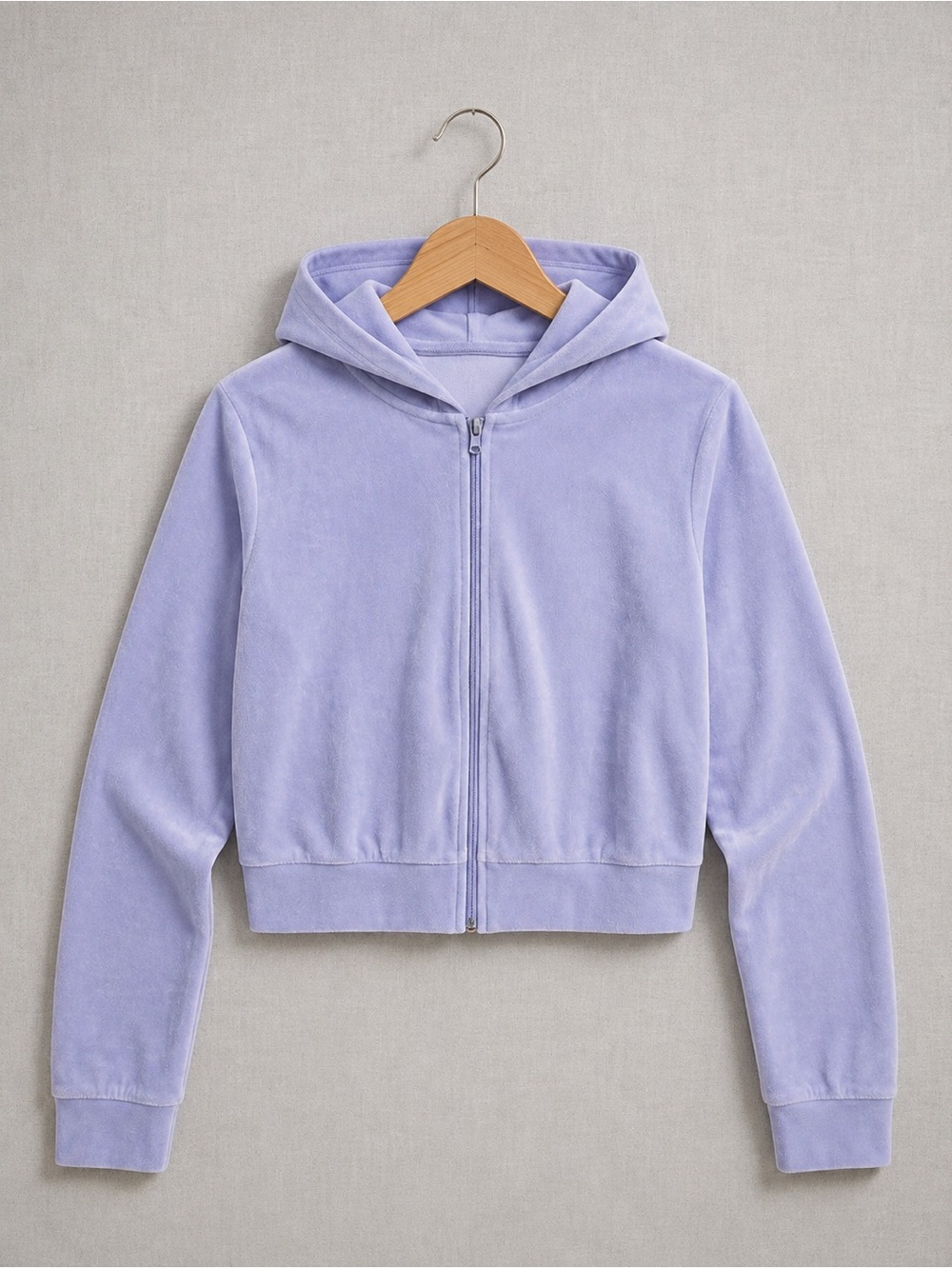 Lavender Velvet Zip-Up Hoodie